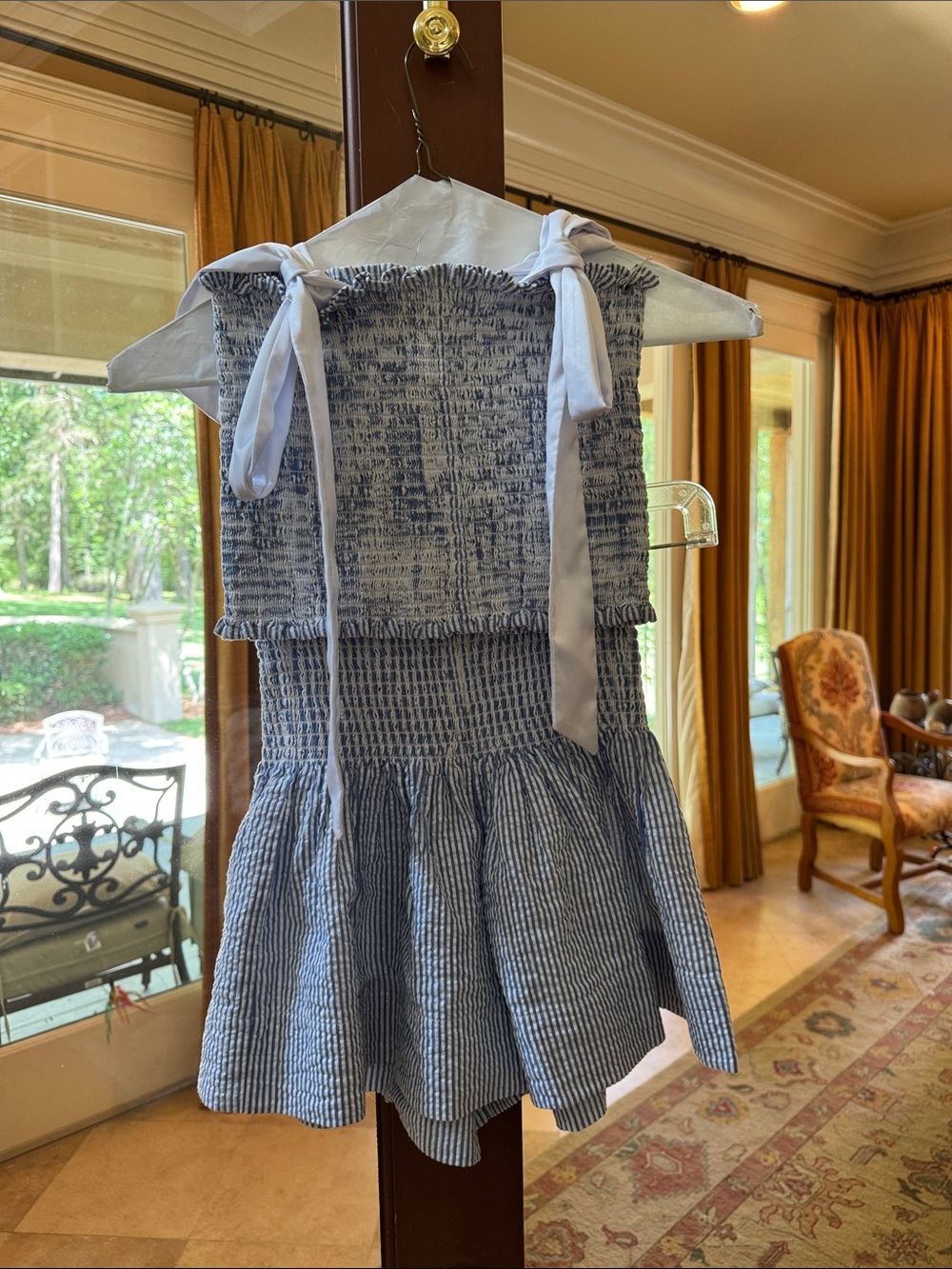Koch Blue and White Striped Smocked set. - Picture 7 of 7